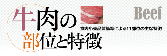 牛肉の部位と特徴（食肉小売品質基準による１１部位の主な特徴）